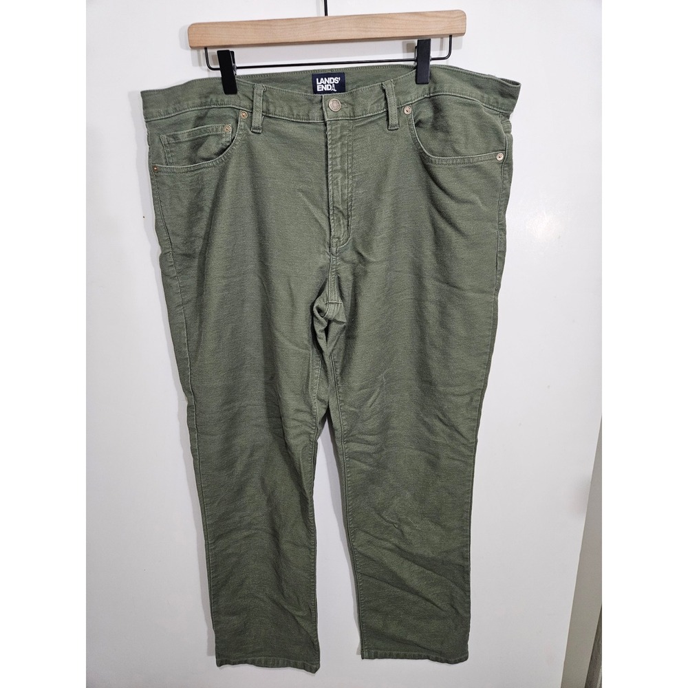 Lands End Mens Olive Green Straight Leg Twill Pants 38x30‎